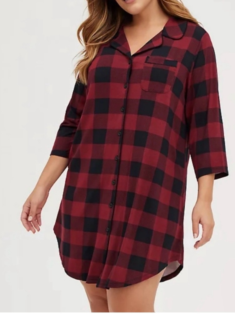 Torrid plaid button sleep gown PJ 3 22/24